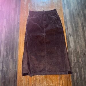 Elegant Velvet Midi Skirt - Rich Brown